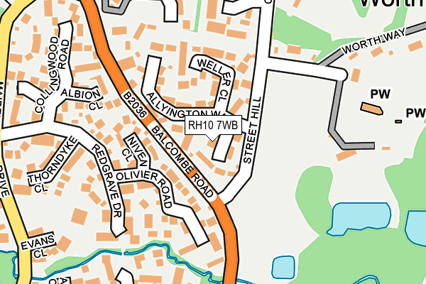 RH10 7WB map - OS OpenMap – Local (Ordnance Survey)