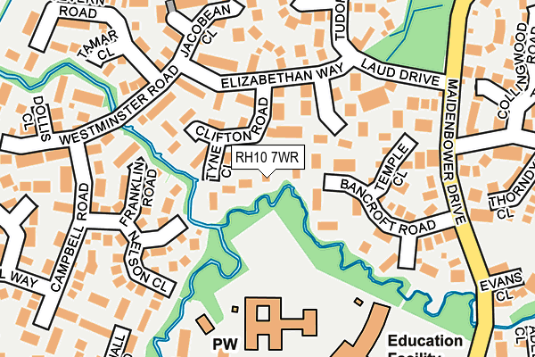 RH10 7WR map - OS OpenMap – Local (Ordnance Survey)