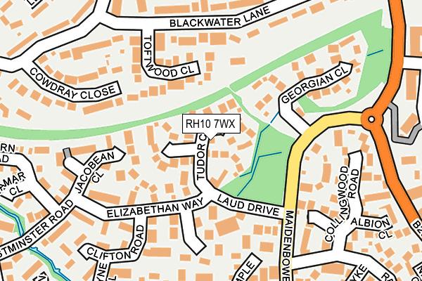 RH10 7WX map - OS OpenMap – Local (Ordnance Survey)