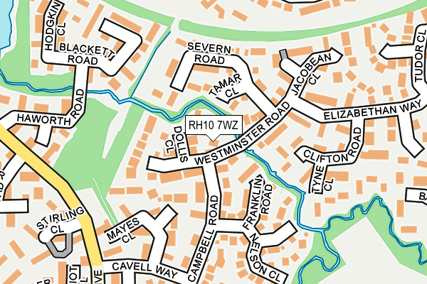 RH10 7WZ map - OS OpenMap – Local (Ordnance Survey)
