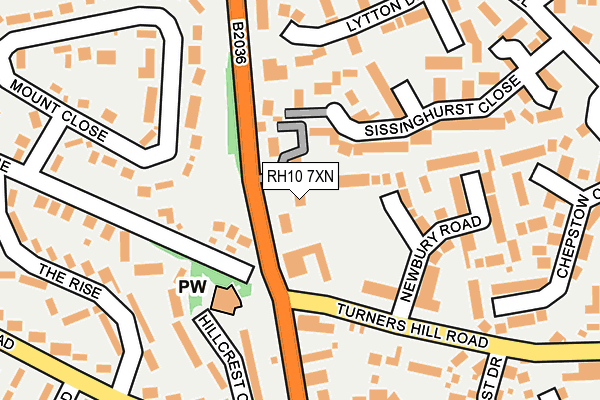 RH10 7XN map - OS OpenMap – Local (Ordnance Survey)