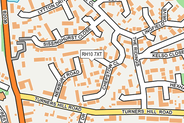 RH10 7XT map - OS OpenMap – Local (Ordnance Survey)