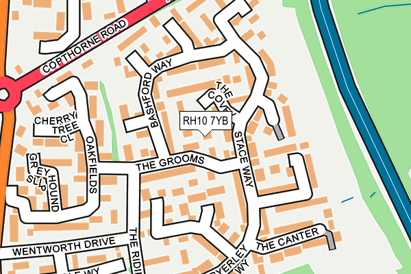 RH10 7YB map - OS OpenMap – Local (Ordnance Survey)