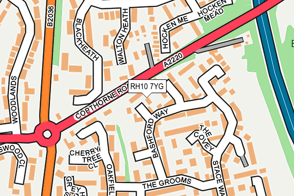 RH10 7YG map - OS OpenMap – Local (Ordnance Survey)