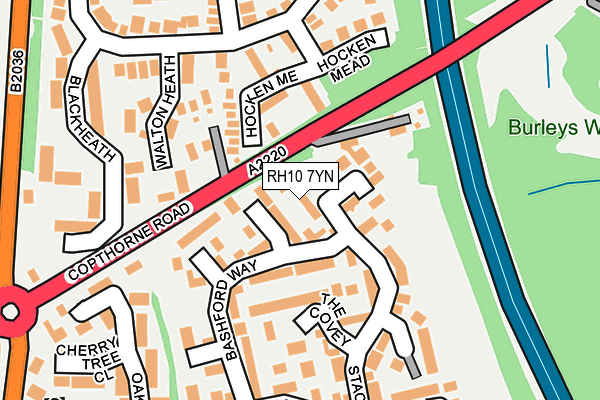 RH10 7YN map - OS OpenMap – Local (Ordnance Survey)