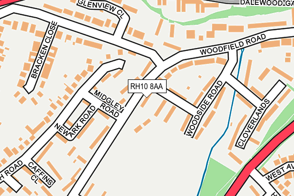 RH10 8AA map - OS OpenMap – Local (Ordnance Survey)