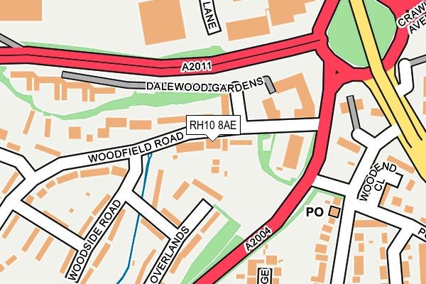 RH10 8AE map - OS OpenMap – Local (Ordnance Survey)