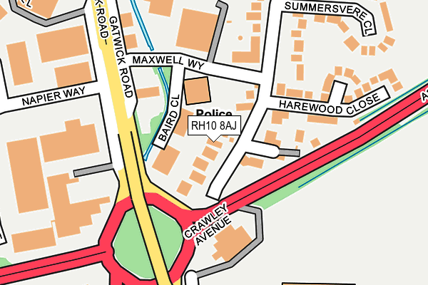 RH10 8AJ map - OS OpenMap – Local (Ordnance Survey)
