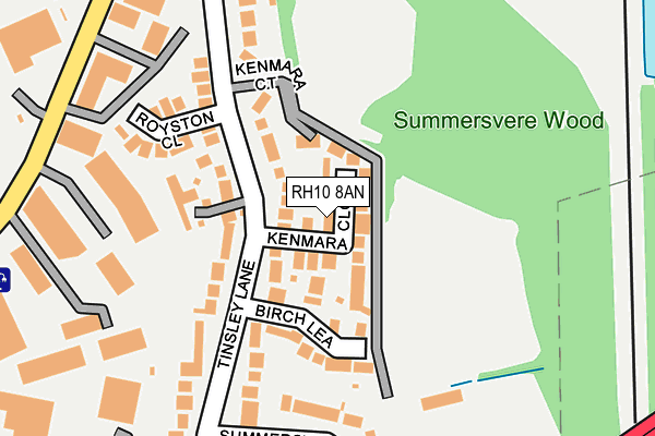 RH10 8AN map - OS OpenMap – Local (Ordnance Survey)