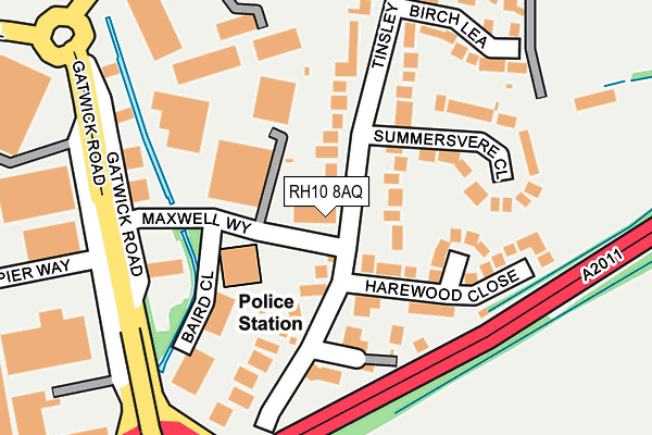 RH10 8AQ map - OS OpenMap – Local (Ordnance Survey)