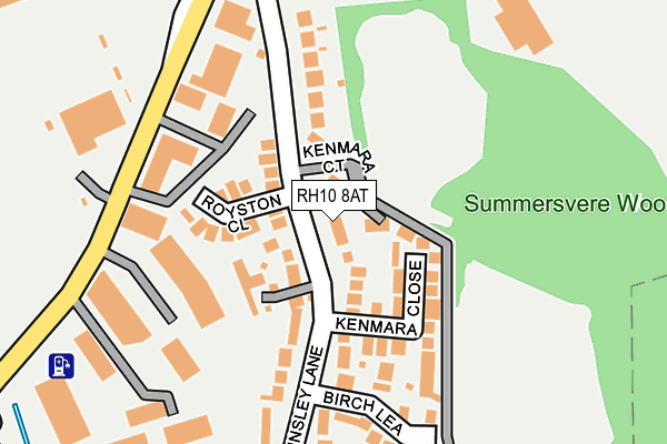 RH10 8AT map - OS OpenMap – Local (Ordnance Survey)