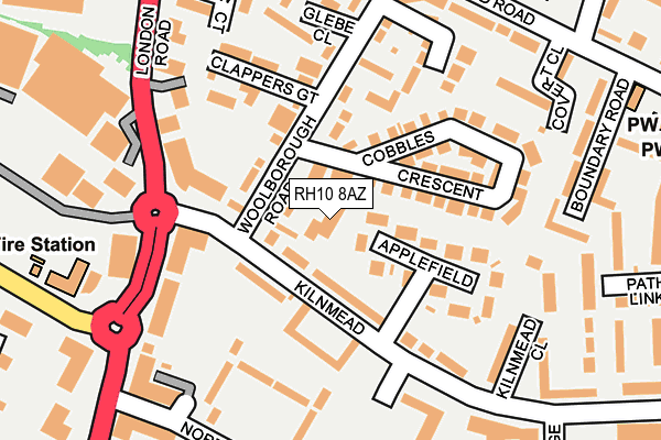 RH10 8AZ map - OS OpenMap – Local (Ordnance Survey)