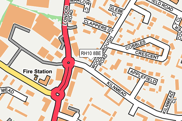 RH10 8BE map - OS OpenMap – Local (Ordnance Survey)