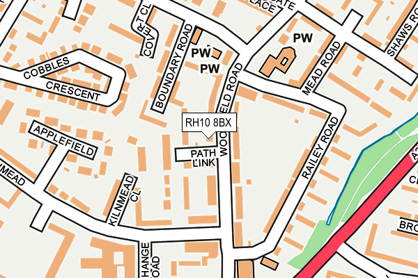 RH10 8BX map - OS OpenMap – Local (Ordnance Survey)
