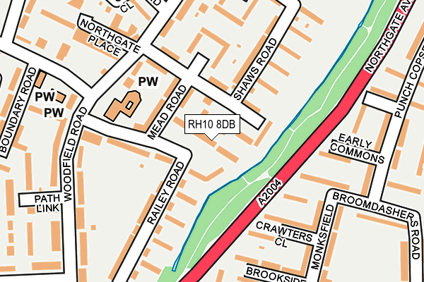RH10 8DB map - OS OpenMap – Local (Ordnance Survey)