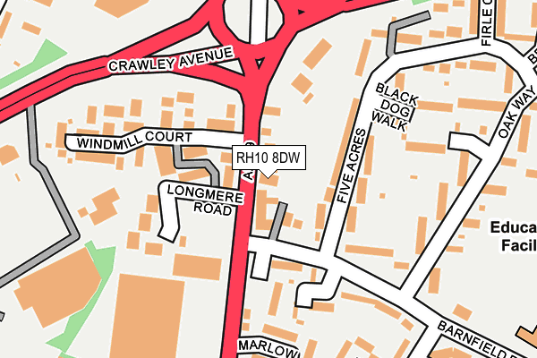 RH10 8DW map - OS OpenMap – Local (Ordnance Survey)