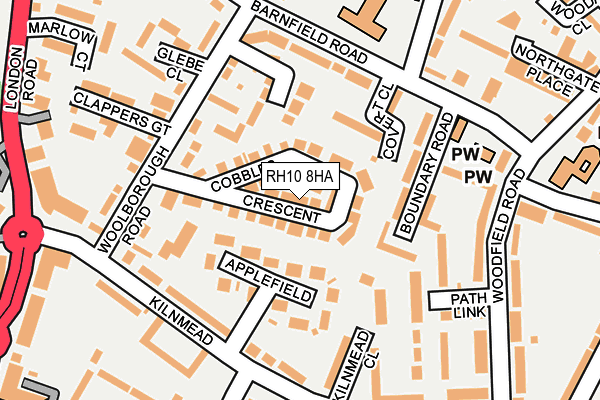 RH10 8HA map - OS OpenMap – Local (Ordnance Survey)