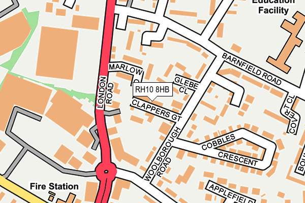 RH10 8HB map - OS OpenMap – Local (Ordnance Survey)