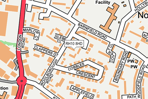 RH10 8HD map - OS OpenMap – Local (Ordnance Survey)