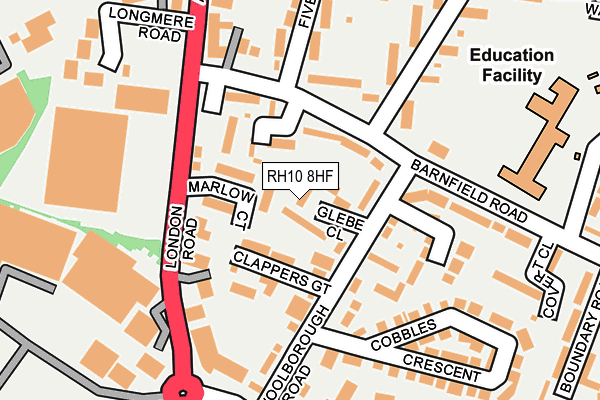 RH10 8HF map - OS OpenMap – Local (Ordnance Survey)