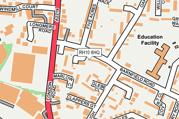 RH10 8HQ map - OS OpenMap – Local (Ordnance Survey)