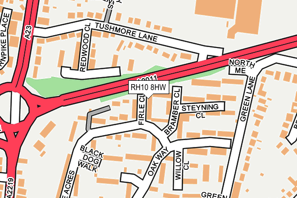 RH10 8HW map - OS OpenMap – Local (Ordnance Survey)