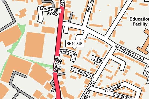 RH10 8JF map - OS OpenMap – Local (Ordnance Survey)
