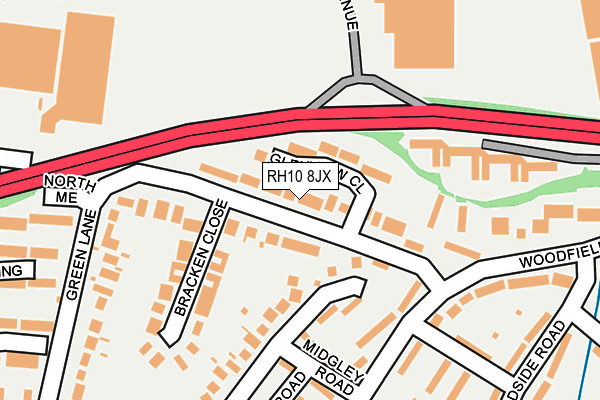 RH10 8JX map - OS OpenMap – Local (Ordnance Survey)