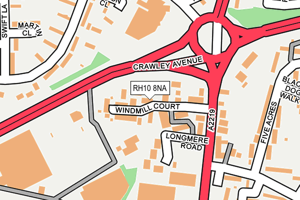 RH10 8NA map - OS OpenMap – Local (Ordnance Survey)