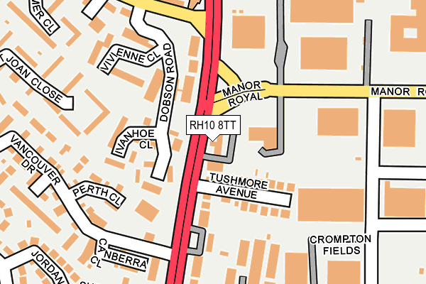 RH10 8TT map - OS OpenMap – Local (Ordnance Survey)