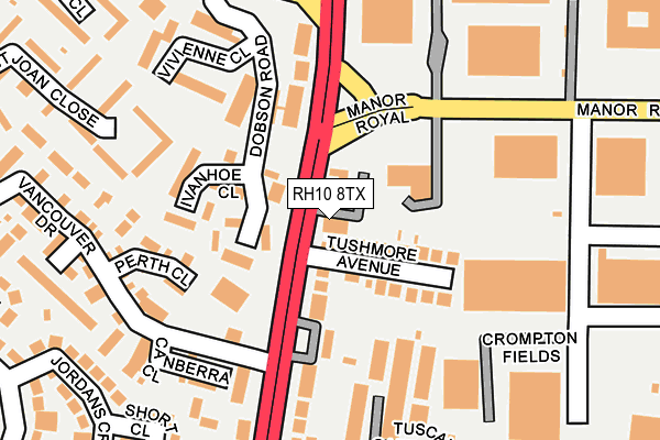 RH10 8TX map - OS OpenMap – Local (Ordnance Survey)