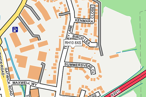 RH10 8XS map - OS OpenMap – Local (Ordnance Survey)
