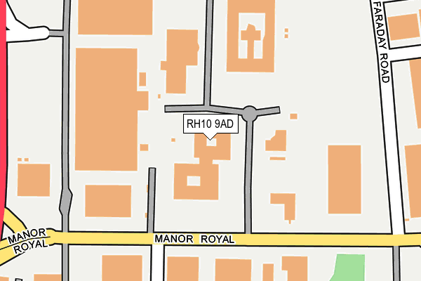 RH10 9AD map - OS OpenMap – Local (Ordnance Survey)