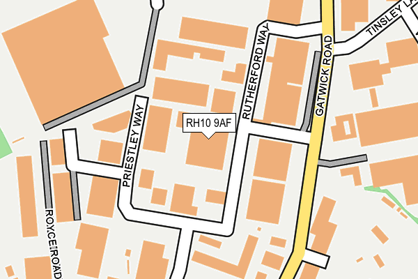 RH10 9AF map - OS OpenMap – Local (Ordnance Survey)