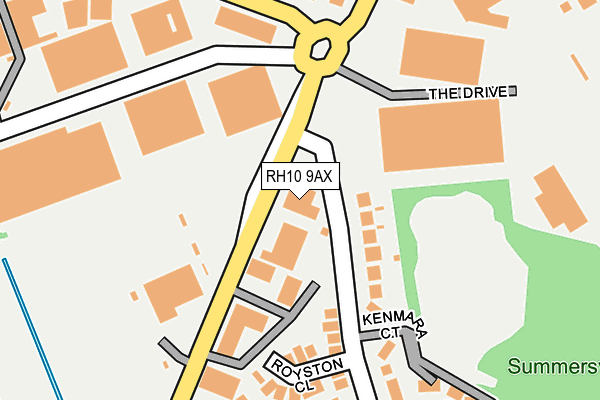 RH10 9AX map - OS OpenMap – Local (Ordnance Survey)