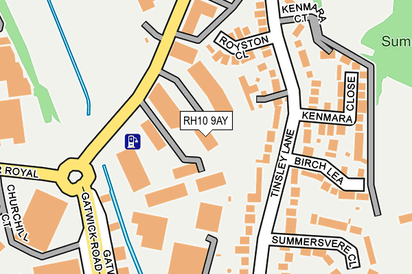 RH10 9AY map - OS OpenMap – Local (Ordnance Survey)