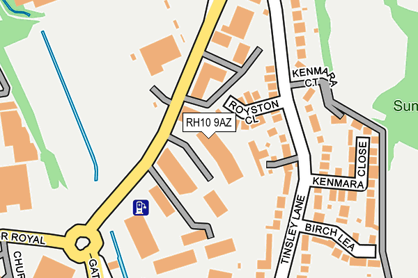 RH10 9AZ map - OS OpenMap – Local (Ordnance Survey)