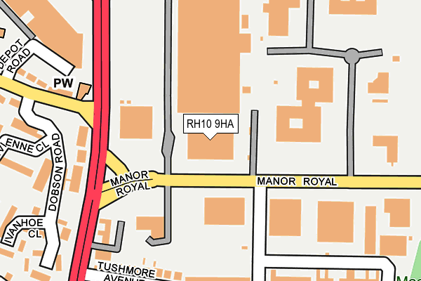 RH10 9HA map - OS OpenMap – Local (Ordnance Survey)