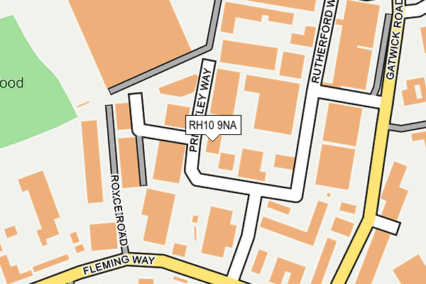 RH10 9NA map - OS OpenMap – Local (Ordnance Survey)