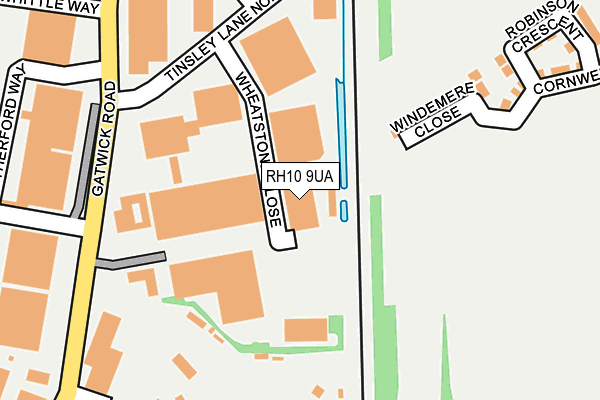 RH10 9UA map - OS OpenMap – Local (Ordnance Survey)