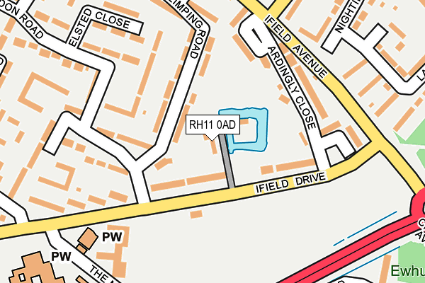 RH11 0AD map - OS OpenMap – Local (Ordnance Survey)