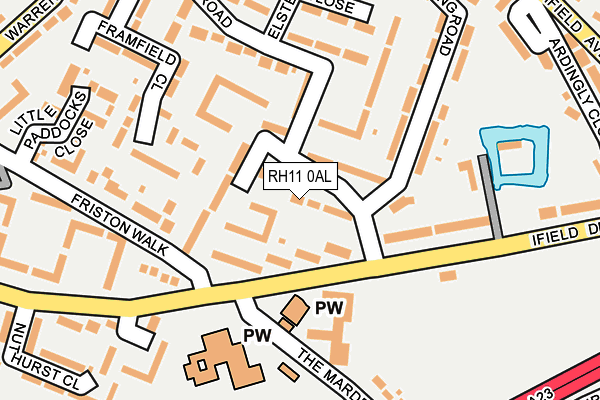 RH11 0AL map - OS OpenMap – Local (Ordnance Survey)