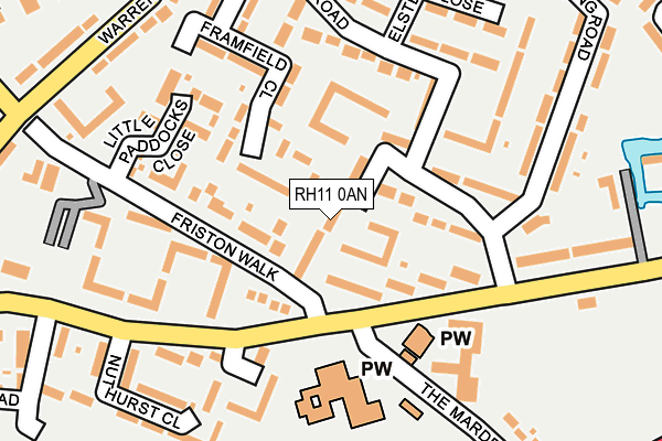 RH11 0AN map - OS OpenMap – Local (Ordnance Survey)