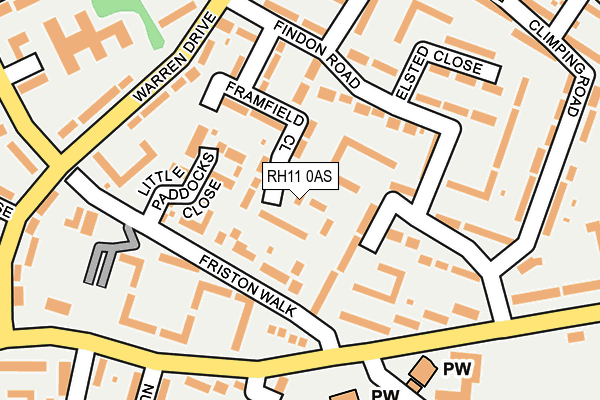 RH11 0AS map - OS OpenMap – Local (Ordnance Survey)