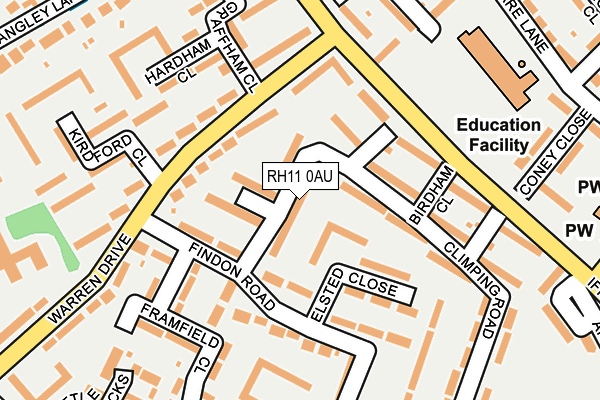 RH11 0AU map - OS OpenMap – Local (Ordnance Survey)