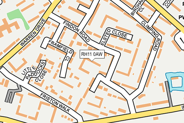 RH11 0AW map - OS OpenMap – Local (Ordnance Survey)