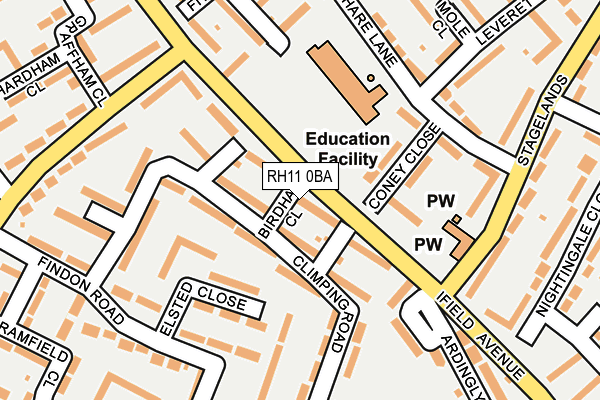 RH11 0BA map - OS OpenMap – Local (Ordnance Survey)