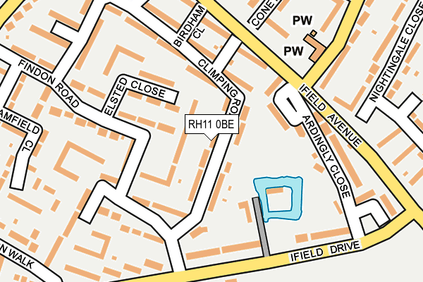 RH11 0BE map - OS OpenMap – Local (Ordnance Survey)