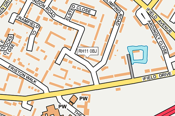 RH11 0BJ map - OS OpenMap – Local (Ordnance Survey)