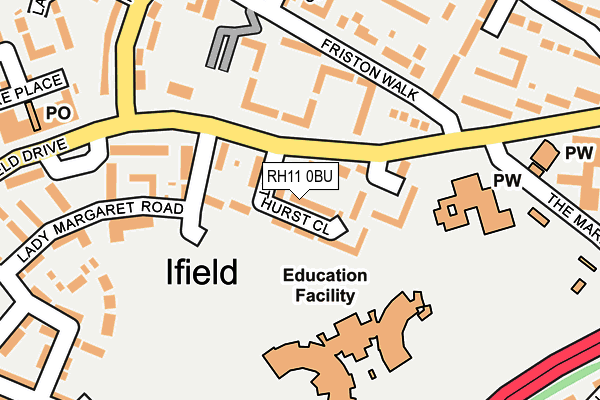 RH11 0BU map - OS OpenMap – Local (Ordnance Survey)